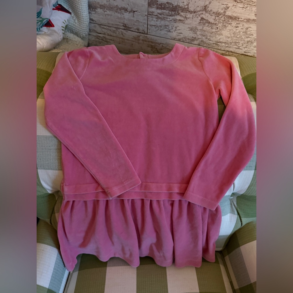 Hanna Andersson Pink Long Sleeve Kids velvety dress size 8/130